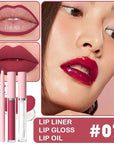 3-in-1Grayish Purple Matte Lip Stain Kit | Waterproof Lip Liner + Hydrating Matte Lip Gloss + Nourishing Lip Oil | Long Lasting Plumping to Create Perfect Lip Makeup.07#