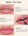 2Pcs Longwear Liquid Lip Liner Stain Marker Pen Set Long Lasting Waterproof, Dusty Warm Pink Matte Semi Permanent 24 Hour Lip Liner and Lipstick Combo, Color Stay Lipliner All Day, Lips Stain peel off