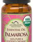 US Organic Palmarosa Essential Oil, USDA Certified Organic 100% Pure, Steam Distilled, Sourced from India (10 ml)