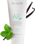 Nu Skin AP 24 Whitening Fluoride - Free Toothpaste | AP 24 Blend | Vanilla Mint Flavor | Brightens Teeth | Removes Surface Stains | Prevents Dental Cavities & Plaque | Enamel-Safe | 4 oz | 1 Pack