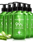 Aloderma 99% Organic Aloe Vera Gel Made within 12 Hours of Harvest - Pump Bottle - Lightweight Aloe Gel for Face and Body, Soothing and Hydrating Sunburn Relief, Great for Scalp & Hair - 6 x 10.6oz