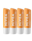 NIVEA Mango Lip Care, Vegan Lip Balm Pack with Shea Butter, Nourishing Oils and Vitamin C & E, 3-in-1 Moisturize, Repair and Protect, 0.17 Oz Stick, Pack of 4