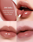 Dew Drop Tint #206 Toffee 4.5g, Hydrating, Glossy, Lightweight Lip Stain with High-shine, Long Lasting Color with Moisturizing Lip Drop, Dewy Finish, Korean Beauty Makeup