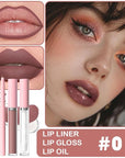 3-in-1Nude Pink Matte Lip Stain Kit | Waterproof Lip Liner + Hydrating Matte Lip Gloss + Nourishing Lip Oil | Long Lasting Plumping to Create Perfect Lip Makeup.01#