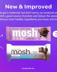 MOSH Chocolate Brownie Keto Protein Bars, High Fiber, Low Carb, Gluten Free, High Protein, Brain Healthy Snack, 12 Count