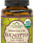 US Organic 100% Pure Eucalyptus Essential Oil (Radiata) - USDA Certified Organic, Steam Distilled - W/Euro droppers (More Size Variations Available) (15 ml / .5 fl oz)