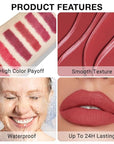 evpct Silky Lip Liner Pencil Retractable, Red Brown Smooth Lip Liner Creamy Velvet Lipliner Long-Lasting for Korean Makeup Contouring Matte Lip High Pigmented Rich Colors Crayon Lipstick Pen 03