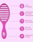Wet Brush Speed Dry Hair Brush, Purple, Vented Design & Soft HeatFlex Bristles, Blow Dry Safe, Ergonomic Handle Manages Tangles & Uncontrollable Strands, Pain-Free Hair Accessories