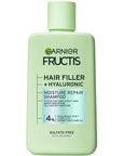 Garnier Fructis Hair Filler Moisture Repair Shampoo, Sulfate Free Shampoo for Curly, Wavy Hair with Hyaluronic Acid, 10.1 Fl Oz, 1 Count