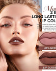 Kaely 2-in-1 Matte Lipstick and Lip Liner, Liquid Lip Stain Makeup for women Long Lasting Waterproof Smudge Proof, labiales matte mate larga duracion listip 24 hours originales, 25 Brown