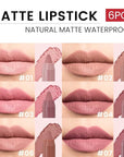 BINGBRUSH 6Pcs Crayon Matte Longwear Lipstick Pack Set,Moisture Smooth Color Stick Ultimate Lip Crayon for Makeup Collection - Waterproof Lasting Lipstick Gloss for Women(6pcs 01#&02#&03#&04#&06#&07#)