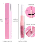evpct Warm Pink Metallic Glitter Lip Liner and Lipstick Combo Lip Gloss Stain Set Makeup for Women Long Lasting Waterproof 24, Baby Pink Metallic Shimmer Frosted Iridescent Glossy Liquid Lipstick 12