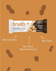 Truth Bar Prebiotic & Probiotic Keto Snack Vegan Bars with Omega-3's - Synbiotic High Fiber Snacks - Low Sugar, Kosher, Gluten Free - Dark Chocolate Peanut Butter Crunch (Pack of 12)
