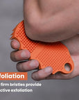 Silicone Body Scrubber Silver-Infused Dual-Sided 3-in-1 for Shower, Body Cleaning+Massage+Exfoliator Body Brush Buffer for Men and Women, Silicone Loofah, Non-Slip Handle (Orange)