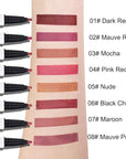 2Pcs Longwear Liquid Lip Liner Stain Marker Pen Set Long Lasting Waterproof, Pink Red Maroon Dusty Mauve Matte 24 Hour Lip Liner and Lipstick Combo, Color Stay Lipliner All Day, Lips Stain peel off