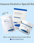 ROUND LAB Birch Juice Moisturizing Cream 2.7 Fl Oz 1+1 Refill Included Set, 48-Hour Hydrating Face Moisturizer with Vita Hyaluronic Acid, Gentle on Acne-Prone and Sensitive Skin, Korean Skin Care
