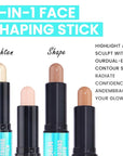 Kaely 2Pcs Cream Bronzer Highlighter Stick,Face Shaping Contouring Shades Makeup,02+17