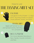 Skinerals Self Tanner Mitt Set, Ultra Soft Double-Sided Application Tanner, Exfoliating Glove and Face Mitt for the Most Even Tan, Tanning Mitt Applicator for Back and Body, Washable, 3 ct