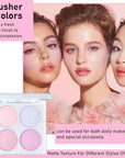 Face Blushes Quads, Matte Blush Makeup Palette, Light Pink Lavender Dark Pink and Mauve Cream Blushes Palette, Makeup for Older Women, Natural Pigmented Paleta de rubor 4 colores