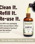 Banyan Botanicals Sesame Oil – Organic & Unrefined Sesame Oil for Skin, Body, Hair & More – Multiple Sizes – 24 oz – Non GMO Sustainably Sourced Vegan