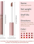 Matte Liquid Lipstick,Light Brown Liquid Lip Stains, Long Lasting Waterproof Lip Gloss Makeup, Velvet Non-Stick Cup Lips Stain X-02#