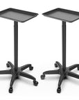 TASALON Black Salon Tray on Wheels, 2pcs Adjustable Instrument Tattoo Tray Cart with Wheels, Aluminum Salon Rolling Tray for Hairstylist, Sap, Medical