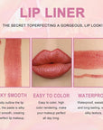 2-in-1 Rose Gold Lip-Gloss Lip Liner & Lipstick Set Kit for Women, Matte Lips Kit with Lip Liner Lip Stains Long Lasting Waterproof 24 Hour Lipstick and Lip Liners Combo Lipliners Pencil Set 07