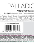 Palladio Lip Liner Pencil, Wooden, Firm yet Smooth, Contour and Line with Ease, Perfectly Outlined Lips, Comfortable, Hydrating, Moisturizing, Rich Pigmented Color, Long Lasting, Aubergine