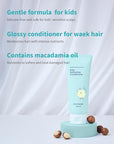 Kids' Softening Hair Conditioner - Korean Kids Glossy Hair Conditioner for Weak, Frizzy and Tangle Prone Hair - Silicone-Free Formula - Allergen Free Scent, 6.76oz.