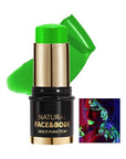 UV Neon Green Face Body Paint Stick, Colored Professional Full-Coverage Oil-Based Eye Black Stick for Halloween Cosplay Christmas, Face Painting Foundation Makeup Glow in the Dark Party Supplies-08