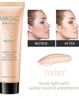 Sulily 2 Pcs BB Cream Full Coverage Foundation,Hydrating BB Cream(ivory)