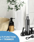 AREYZIN Nose Hair Trimmer for Men,Rechargeable Ear and Nose Trimmer Kit,Professional Painless Eyebrow Facial Hair Clipper, IPX7 Waterproof,Dual Edge Blades Easy Cleansing,Dark Gray