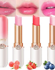 Kaely 3Pcs Peach Strawberry Blueberry Hydrating Lipstick Tinted Lip Balm, Color Changing PH Lipstick Makeup, Korean Magic Lip Stain Long Lasting Waterproof, labiales magicos 24 horas originales