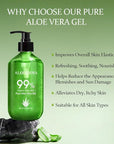 Aloderma 99% Organic Aloe Vera Gel Made within 12 Hours of Harvest - Lightweight, Non-Sticky Aloe Gel for Face Body, Hair, & Scalp, After Sun Relief, Natural, Soothing Hydrating Aloe Gel, 10.6oz