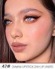 2-in-1 Fairest Nude Velvet Lip Liner & Lipstick Set Kit for Women, Matte Lips Kit with Lip Liner Lip Stains Long Lasting Waterproof 24 Hour Lipstick and Lip Liners Combo Lipliners Pencil Set 47