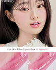Dew Drop Tint #201 Fairy 4.5g, Hydrating, Glossy, Lightweight Lip Stain with High-shine, Long Lasting Color with Moisturizing Lip Drop, Dewy Finish, Korean Beauty Makeup