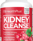 Health Plus Advanced Kidney Cleanse with Cranberry Extract, Turmeric Root and CoQ10, Helps Support Healthy Kidney Function & Urinary Tract Wellness, 60 Capsules