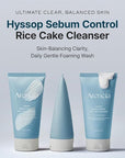 ARENCIA Hyssop Sebum Control Rice Cake Cleanser, 5.29 oz, AHA Tea Tree Face Wash for Oily Combination Skin