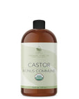 Organic Castor Oil | USDA Certified Organic, Pure and Cold Pressed, Refined, Non-GMO Hexane-Free - 16 oz - for Skin, Hair, Nails, Body, Eyelashes, Growth, Conditions, Nourishes & Hydrates