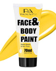 Yellow Face Paint 70ml Large Tube, Water-Based Full Coverage Body Paint for Creative SFX Makeup, Non-Toxic Face Body Paint for Adults Halloween SFX Cosplay Makeup, Theater, Stage shows