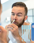 2025 New 2 in 1 Nasal Hair Cutter, Double Sided Nose Hair Knife Nostril Hair Remover Tool, Manual 360° Rotating Nose Hair Trimmer, Mini Noses Hair Remover Tool for Women and Men (Blue, 3 Pcs)