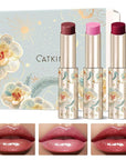 CATKIN Glossy Lip Balm 3pcs Gift Set, Ultra Hydating Glow Lip Tinted Jelly Plump Melting Balm Shea Butter Repair Soothing For Dry Lips Dewy Finished 0.12 oz 02