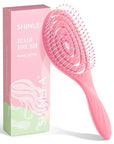 Detangle Hair Brush, Detangling Wet Spiral Hairbrush for Women, Men, kids, Vented Detangler for Blow Drying, Glide Through Tangles For All Hair Types (Pink)