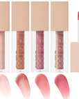 4 Pcs Hydrating Lip Gloss, ICE/MOON/SILK/PETAL High Moisturizing Oil Tint with Hyaluronic Acid, High Shine for Plumper Looking Lips (#A)
