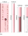 3-in-1Deep Burgundy Matte Lip Stain Kit | Waterproof Lip Liner + Hydrating Matte Lip Gloss + Nourishing Lip Oil | Long Lasting Plumping to Create Perfect Lip Makeup.08#