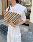 Pazimiik knitted checkered makeup bag