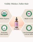 The ÉLIX USDA Organic Rosemary Oil for Hair Growth | Thickening Formula with Castor & Pumpkin Seed | for Hair Loss & Thinning | Made in USA | 4oz