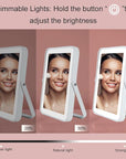 Rechargeable Vanity Mirror with Lights,Desk Makeup Mirror with Lights,Portable Travel for Makeup Desk & Dressing Room,3 Color Lighting, Dimmable Touch Screen