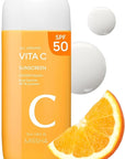 MISSHA All Around Vita C Sunscreen SPF 50/2.36 Fl Oz - Korean Sunscreen for Face with Vitamin C for Even Tone, Lightweight, Non-Sticky, Sebum Control