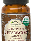 US Organic 100% Pure Cedarwood Essential Oil (Atlas) - USDA Certified Organic, Steam Distilled (More Size Variations Available) (10 ml / .33 fl oz)